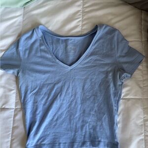 wild fable Light Blue V-Neck Short Sleeve Tee